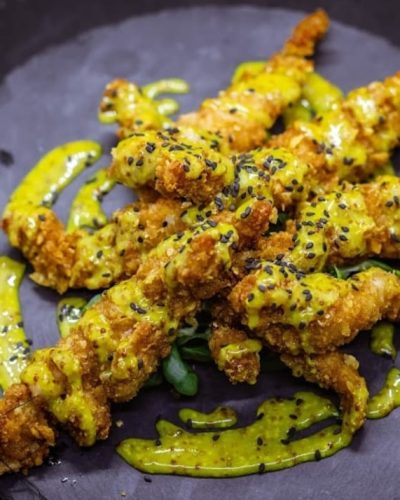 Menú Ibérico tiras de pollo con salsa de miel