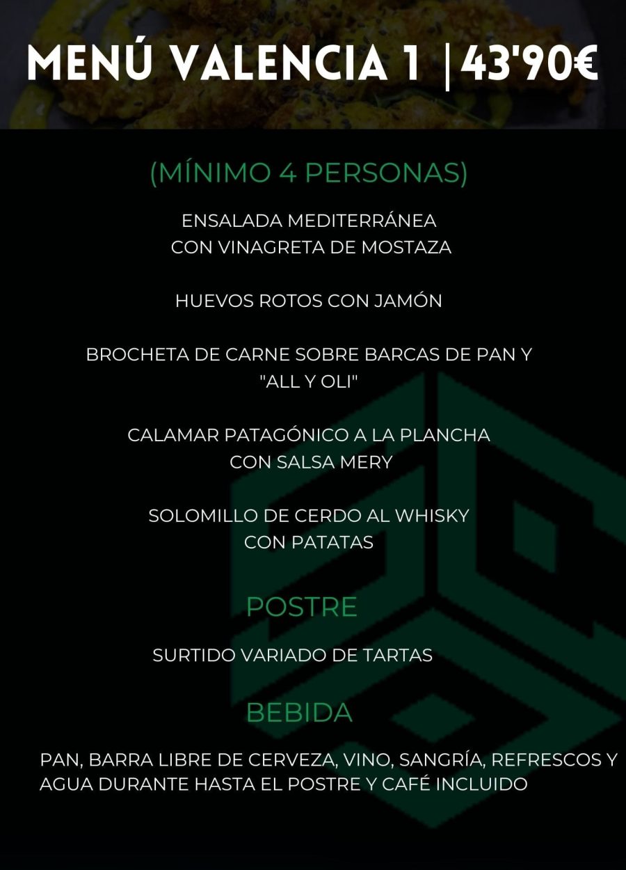 Menú despedidas Valencia